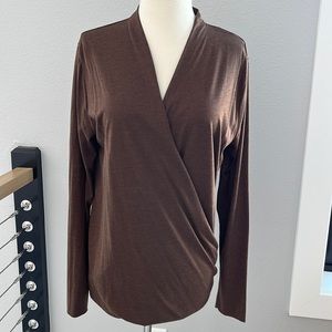 Brown knit wrap top